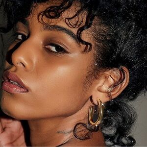 GOLD 18k Plated Cuff Hoop Earrings